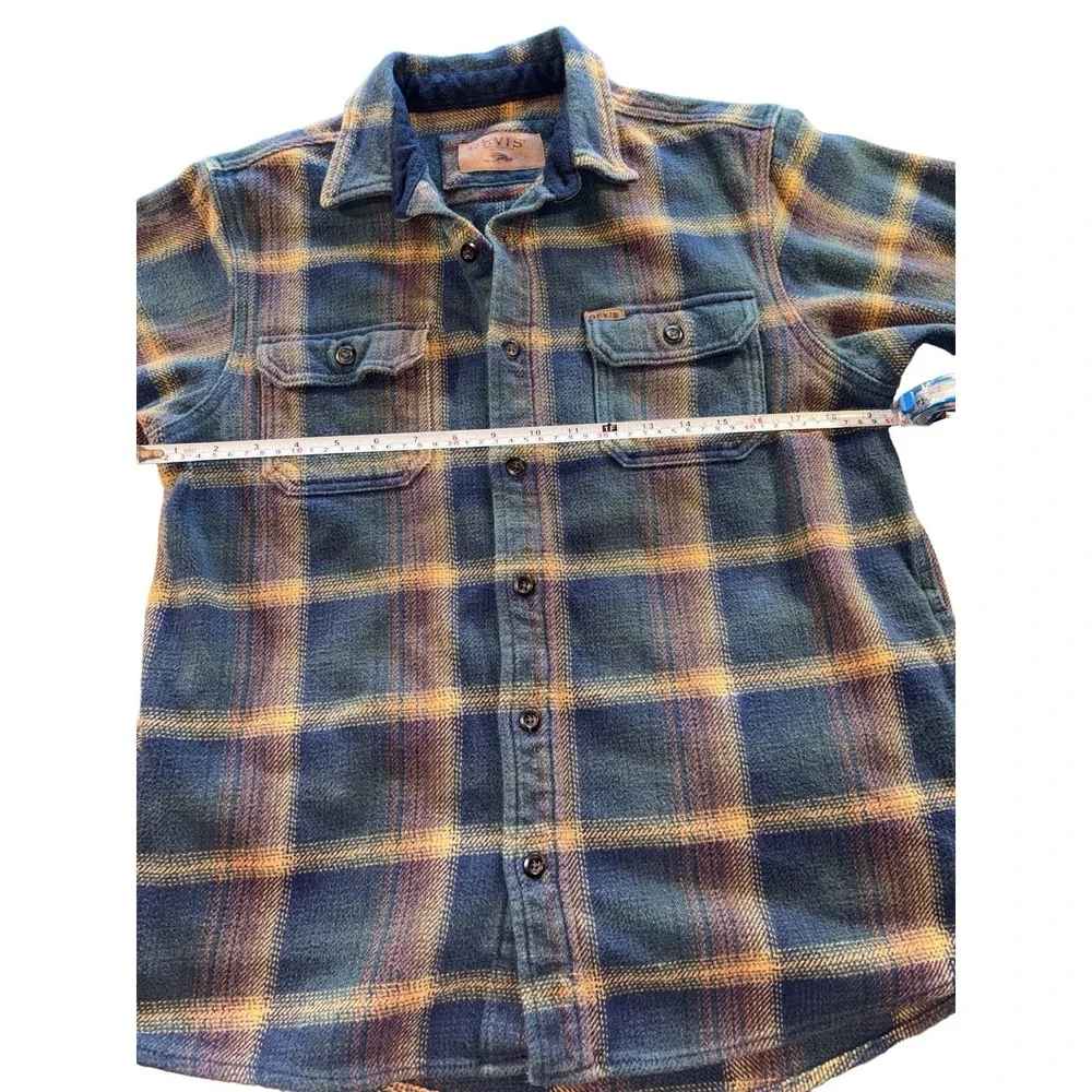 Orvis Heavy Flannel Men's Medium Plaid Shacket Pockets Shirt Jacket - Picture 11 of 12